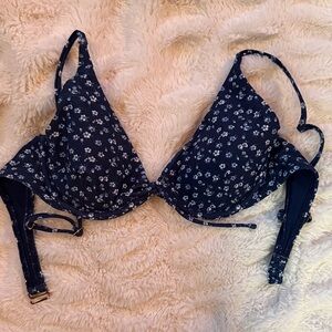 Hollister Navy Floral Bikini Top